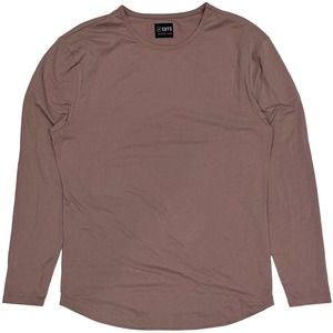Cuts Clothing Men's Curve Hem Long Sleeve Crew Neck Tee T-Shirt - Blush